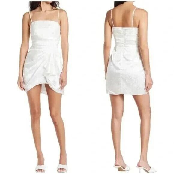 NWT Ronny Kobo June Floral Jacquard Bow Mini Cocktail Dress White Size Small - Picture 1 of 8